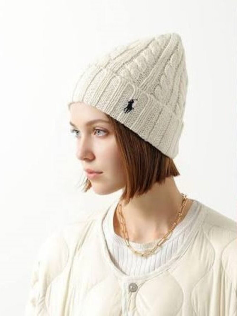 Polo Ralph Lauren Cable-Knit Beanie Hat, Cream White PC1432 107